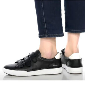 Josef Seibel 9 Claire $160 Leather Sneakers Hook & Loop COMFORT Shoes Black 39